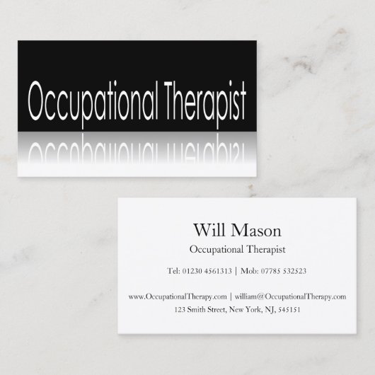 Reflecterende tekst - Occupational Therapist - B K Visitekaartje (Voorkant / Achterkant)