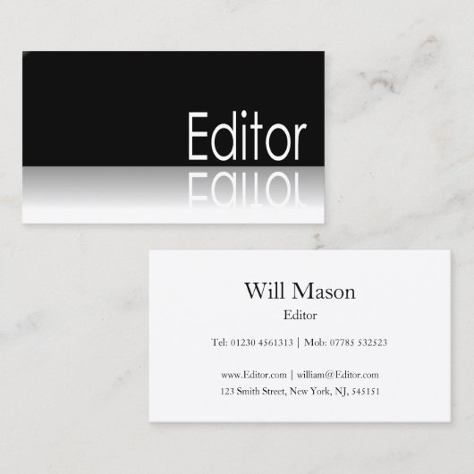 Reflecterende tekst - Redacteur - Visitekaartje (Voorkant / Achterkant)