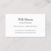 Reflecterende tekst - Soundtechnicus - Visitekaart Visitekaartje (Achterkant)