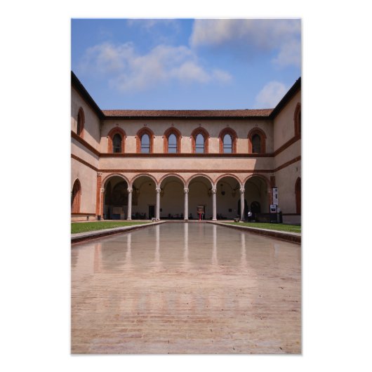 reflecterende vijver van Sempione Park Foto Afdruk (Voorkant)