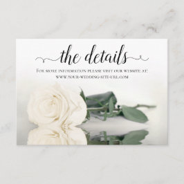 Reflecterende White Rose bruiloft details Website Informatiekaartje