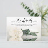 Reflecterende White Rose bruiloft details Website Informatiekaartje (Staand voorkant)