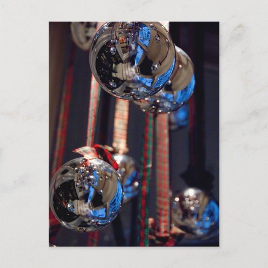 Reflecterende zilveren kerstversiering briefkaart (Voorkant)
