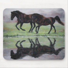 Reflectie - Black horse mousepad Muismat