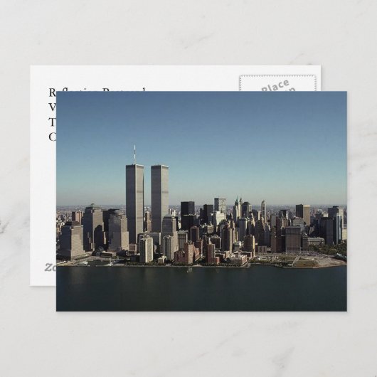 Reflectie Briefkaart WTC Twin Towers Clear Day NYC (Voorkant / Achterkant)