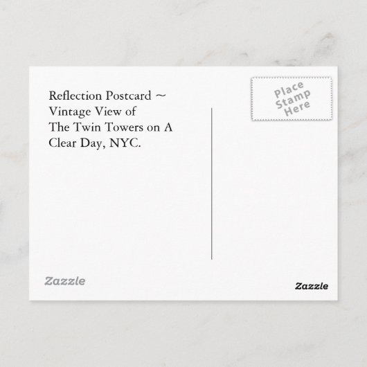 Reflectie Briefkaart WTC Twin Towers Clear Day NYC (Achterkant)