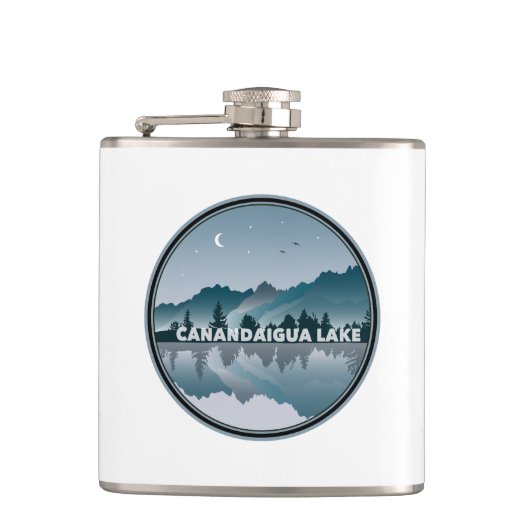 Reflectie Canandaigua Lake New York Heupfles (Voorkant)