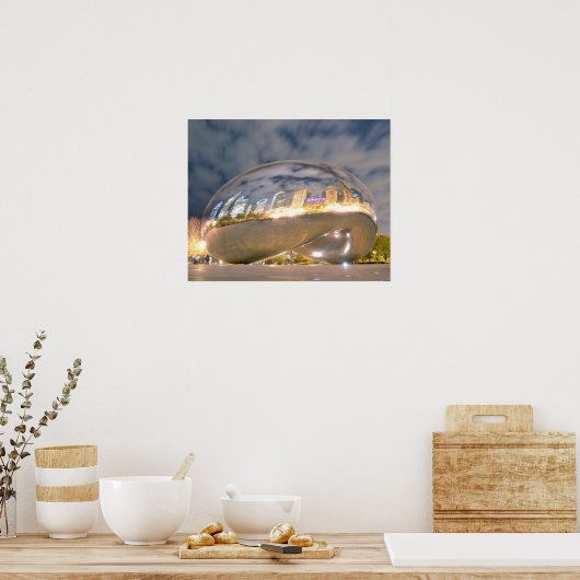 Reflectie Chicago Night Bean Poster (Keuken)