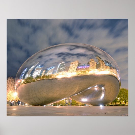 Reflectie Chicago Night Bean Poster (Voorkant)