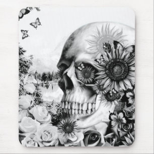 Reflectie. Florale landschapskull. Muismat