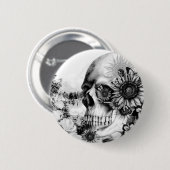 Reflectie. Florale landschapskull. Ronde Button 5,7 Cm (Voorkant /achterkant)