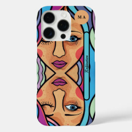 Reflectie gepersonaliseerde monogram naam iPhone 16 pro hoesje