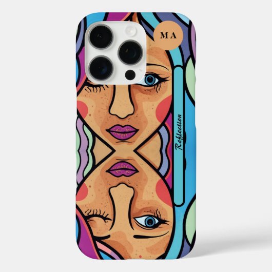 Reflectie gepersonaliseerde monogram naam Case-Mate iPhone case (Achterkant)