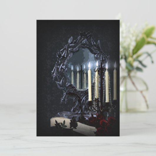 Reflectie Gothic Fantasy Wedding Kaart (Staand voorkant)