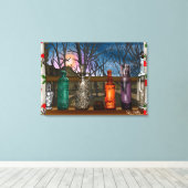 reflectie | Kleurrijke glazen dampen in de venster Canvas Afdruk (Insitu (Houten vloer))