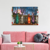 reflectie | Kleurrijke glazen dampen in de venster Canvas Afdruk (Insitu (Woonkamer))