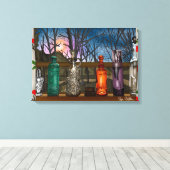 reflectie | Kleurrijke glazen dampen in de venster Canvas Afdruk (Insitu (Houten vloer))