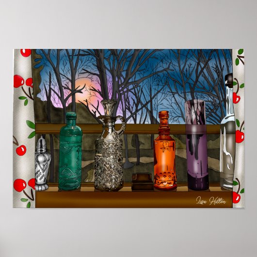 reflectie | Kleurrijke glazen dampen in de venster Poster (Voorkant)