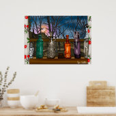 reflectie | Kleurrijke glazen dampen in de venster Poster (Keuken)