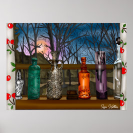 reflectie | Kleurrijke glazen dampen in de venster Poster