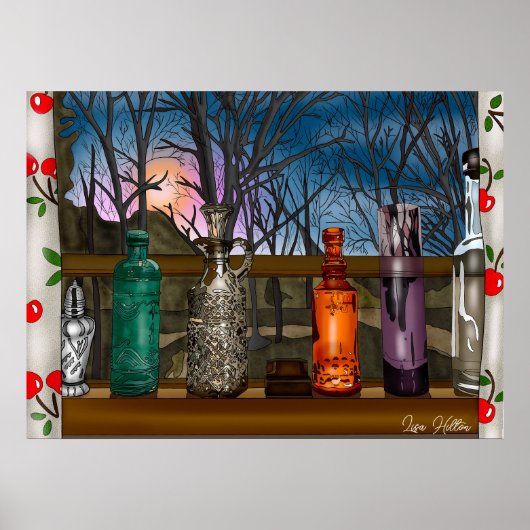 reflectie | Kleurrijke glazen dampen in de venster Poster (Voorkant)