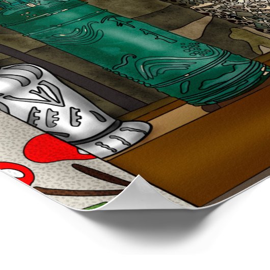 reflectie | Kleurrijke glazen dampen in de venster Poster (Hoek)