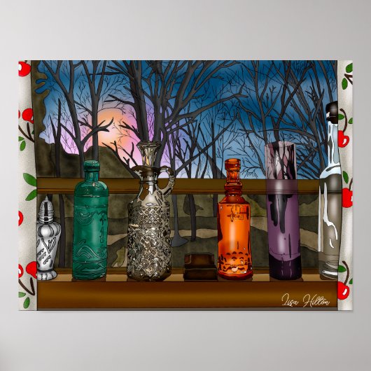 reflectie | Kleurrijke glazen dampen in de venster Poster (Voorkant)