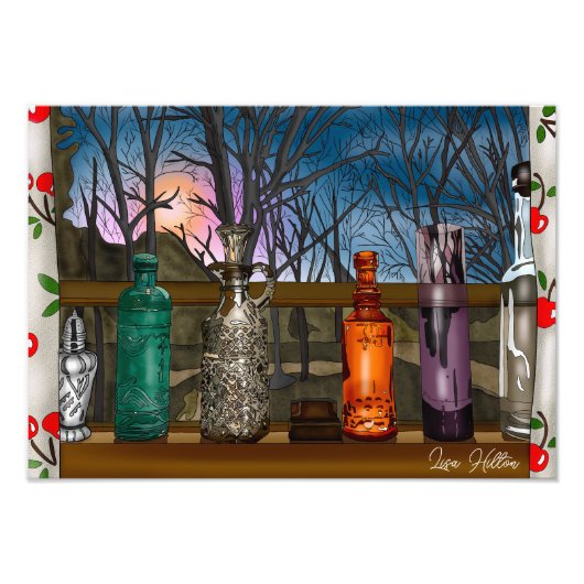 reflectie | Kleurrijke glazen dampen in het raam Foto Afdruk (Voorkant)