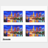 reflectie luxe kleurrijke brugstad neon rechthoekige sticker (Vel)