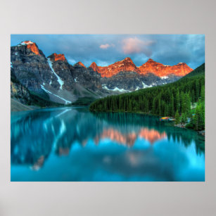 Reflectie Moraine Lake Banff National Park Poster