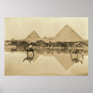 Reflectie op de Egyptische Pyramides Poster