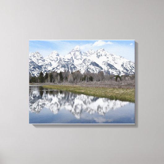 Reflectie op de Grote Tetons Canvas Afdruk (Voorkant)