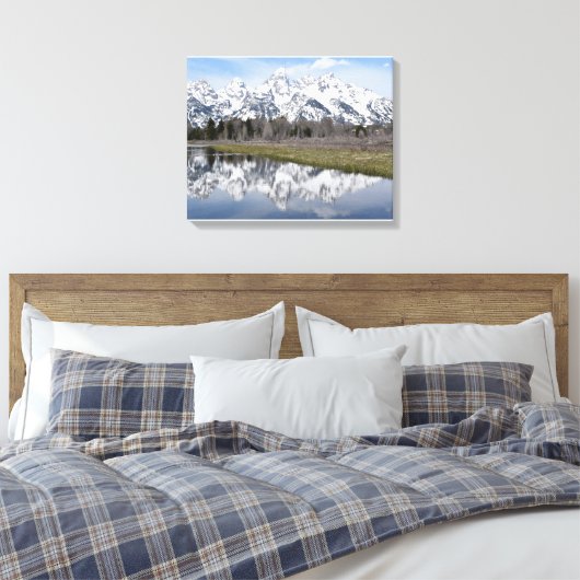 Reflectie op de Grote Tetons Canvas Afdruk (Insitu (Slaapkamer))