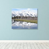 Reflectie op de Grote Tetons Canvas Afdruk (Insitu (Houten vloer))