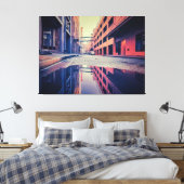 reflectie op een steegje canvas afdruk (Insitu (Slaapkamer))