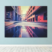 reflectie op een steegje canvas afdruk (Insitu (Houten vloer))