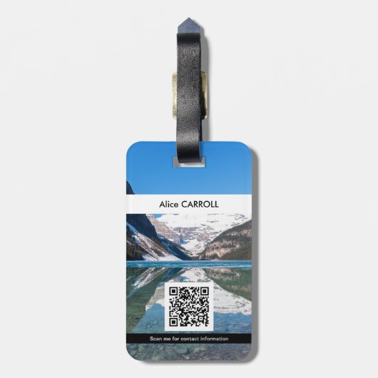 Reflectie op het Louismeer - Banff NP - QR-code Bagagelabel (Achterkant verticaal)