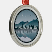 Reflectie over het Chautauqua Lake New York Metalen Ornament (Rechts)