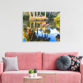 Reflectie: Palmen in de Pond Bok Tower tuinen Canvas Afdruk (Insitu (Woonkamer))