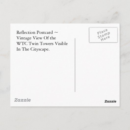 Reflectie PC Twin Towers Uitzicht ~ WTC NYC Nederl Briefkaart (Achterkant)