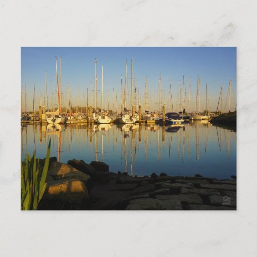 Reflectie van boten in een haven. briefkaart (Voorkant)