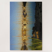 Reflectie van boten in een haven. legpuzzel (Verticaal)