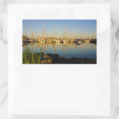 Reflectie van boten in een haven. rechthoekige sticker (Tas)