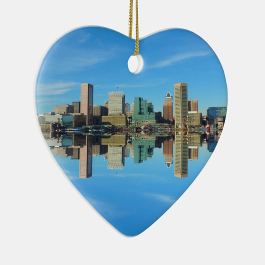 Reflectie van de binnenstad Baltimore Maryland Sky Keramisch Ornament (Rechts)
