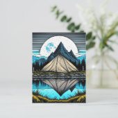 Reflectie van een tent op het meer in de bergen briefkaart (Staand voorkant)