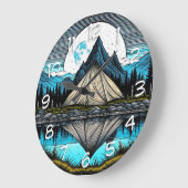 Reflectie van een tent op het meer in de bergen grote klok (Hoek)