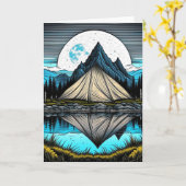 Reflectie van een tent op het meer in de bergen kaart (Gele Bloem)