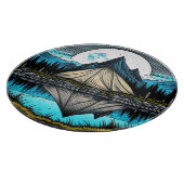 Reflectie van een tent op het meer in de bergen snijplank (Hoek)