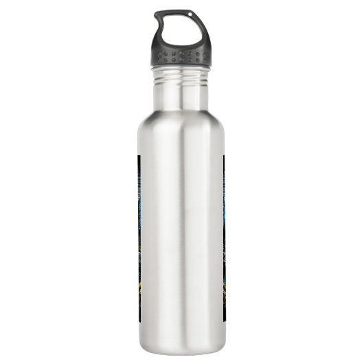 Reflectie van een tent op het meer in de bergen waterfles  (Achterkant)