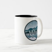 Reflectie van het meer Ohio van Alum Creek Tweekleurige Koffiemok (Voorkant rechts)